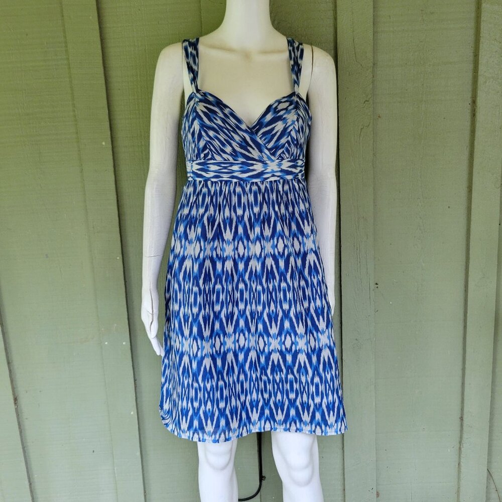 Ann Taylor LOFT Blue Print Sundress Cotton Blnd 4